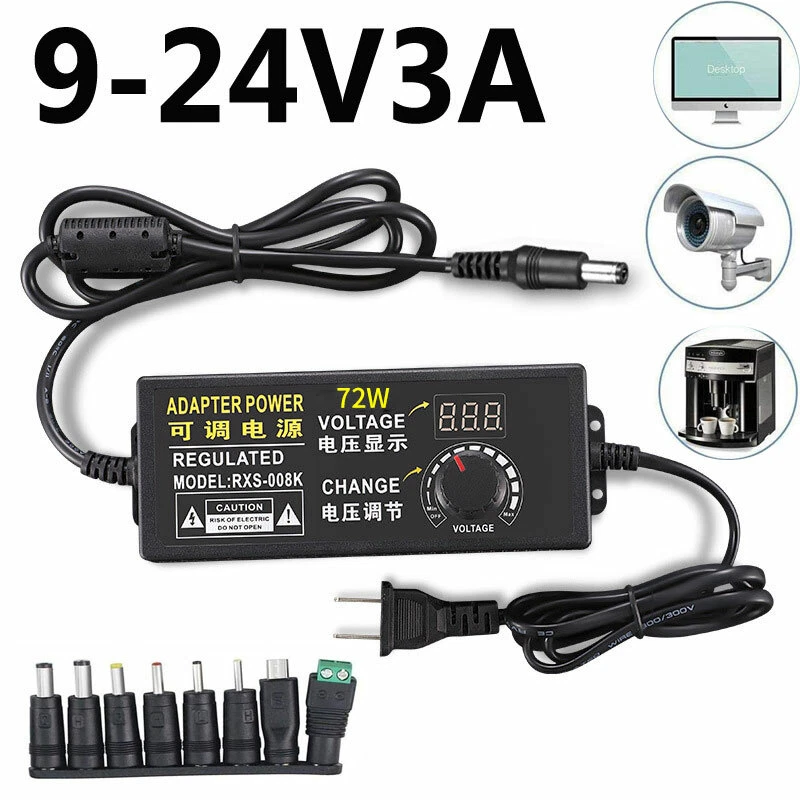 9V-24V 5A 120W Adjustable Voltage Power Supply Adapter Charger Transformer Sets - Image 3 of 4