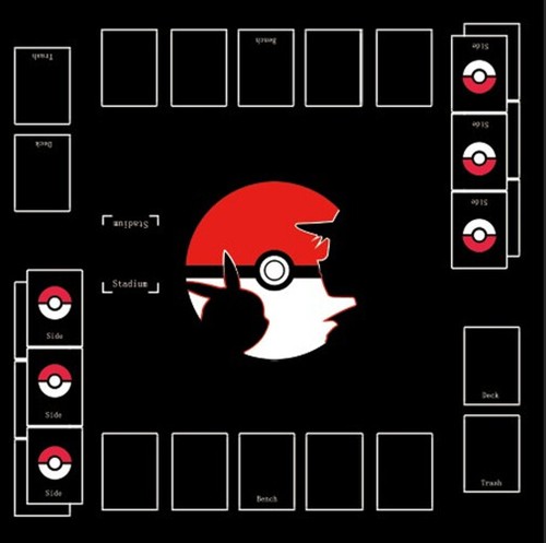 PTCG Playmat 2-Players Red and White Mat Trading card Game Pad 600x600x2mm - Picture 12 of 16