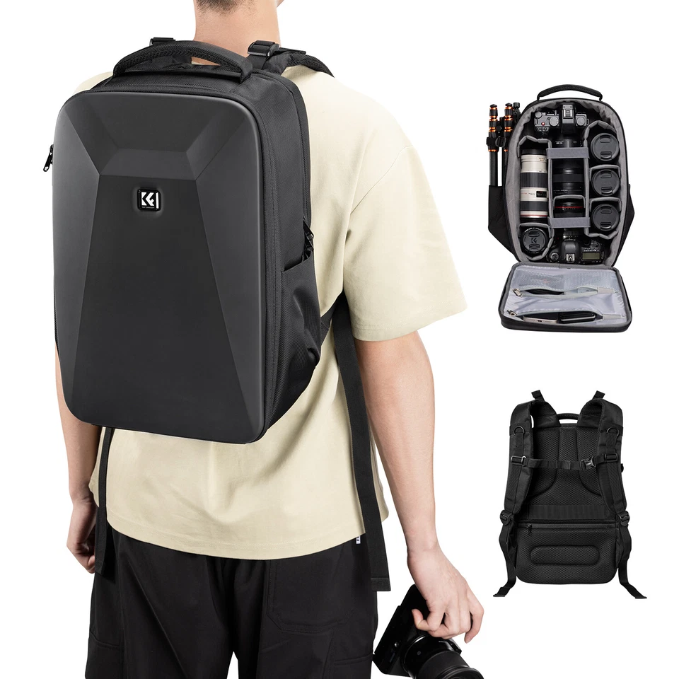 K&F Concept 22L Camera Backpack Hardshell DSLR Photography Waterproof Bag Black - Image 3 of 4