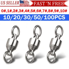 Heavy Duty Ball Bearing Rolling Barrel Swivel 31-480lb Sea Fishing Solid Ring