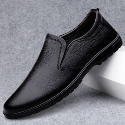 Genuine Leather Mens Loafers Moccasin Slip on Boat Shoes Soft Flats Casual Shoes