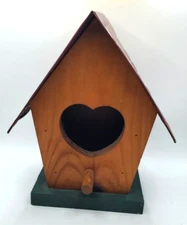 Bird House Heart Windows Cabin Bird House Rustic Wood Perch Garden Birdhouse