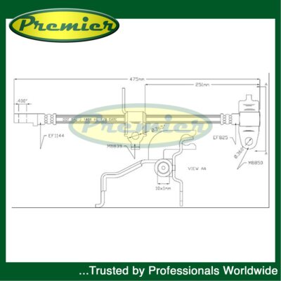 Premier Front Left Brake Hose Fits Ford Transit 2000-2006 4419596 4060853