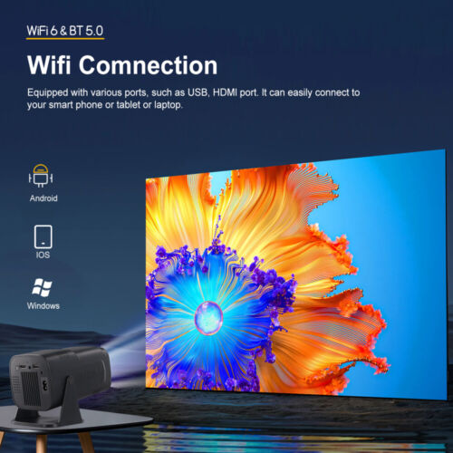 4K Mini Projector 10000 Lumen LED 1080P WiFi UHD Portable Home Theater Bluetooth - Picture 4 of 24