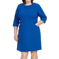 NWT Eliza J Cobalt Blue Classic Crepe Sheath Dress w/ Pockets Size 10