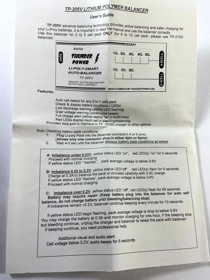 Thunder Power – THP205V – Li-Poly Smart Auto-Balancer - Image 3 of 4