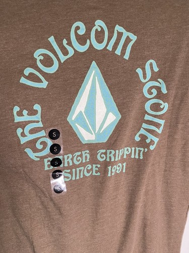 Volcom Mens Small Stone Trippin Short Sleeve Tee T-Shirt Brown Modern Fit Casual - 第 4/8 張圖片