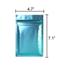 Flat Blue Metallic Mylar Foil Zipper Seal Resealable Bags Smell Proof Pouch