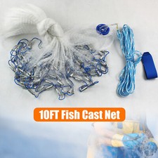 10FT Fishing Cast Net Bait Easy Throw Hand Cast Strong Nylon Trap Line Mesh NEW