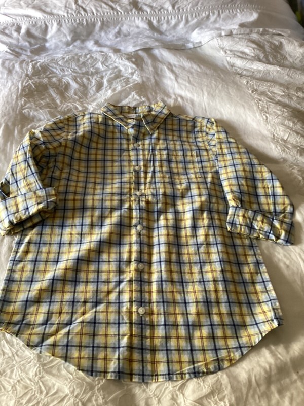 janie and jack boys new with tags size 12 blue and yellow plaid oxford shirt