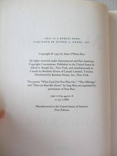 ANNE RICE- MEMNOCH THE DEVIL (Vampire Chronicles Bk. 5, 1995 Hardcover) 1ST ED - Picture 3 of 5