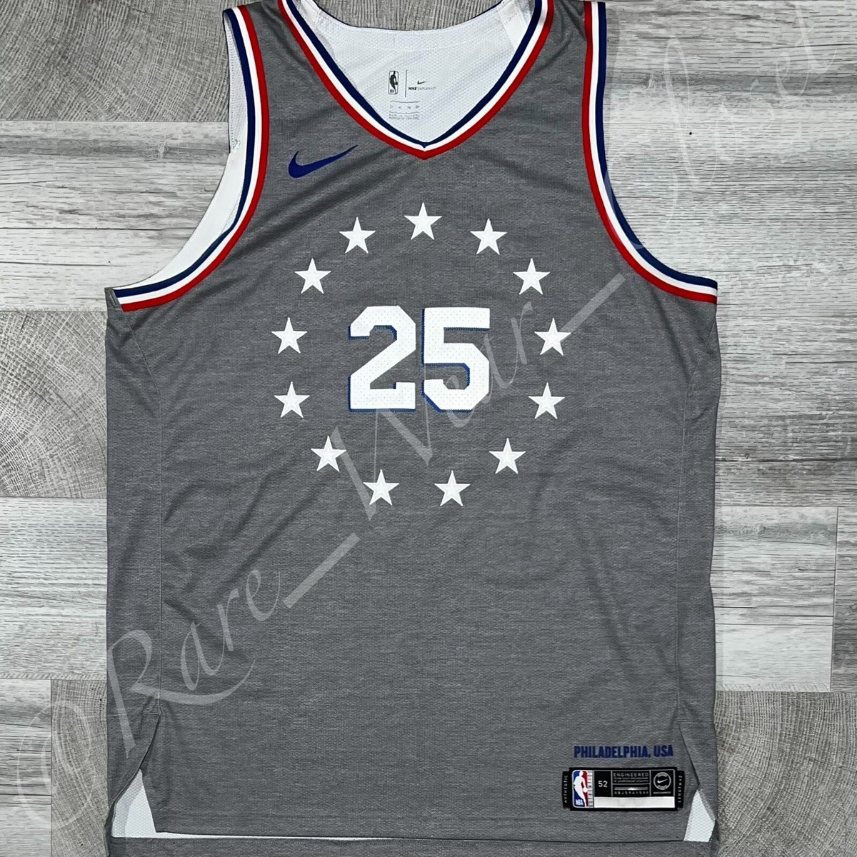 PHILADELPHIA 76ERS BEN SIMMONS NIKE AUTHENTIC CITY EDITION SZ 52 XL SIXERS  GREY