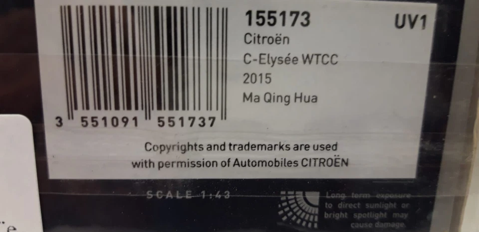 Norev Citroen C-Elysee #33 Ma Qing Hua WTCC 2015 1/43 155173 Foto 2 de 2