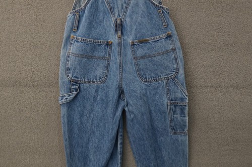 Vintage Calvin Klein Denim Bib Overalls Kids Size S Blue Carpenter Straight Leg - Picture 7 of 9