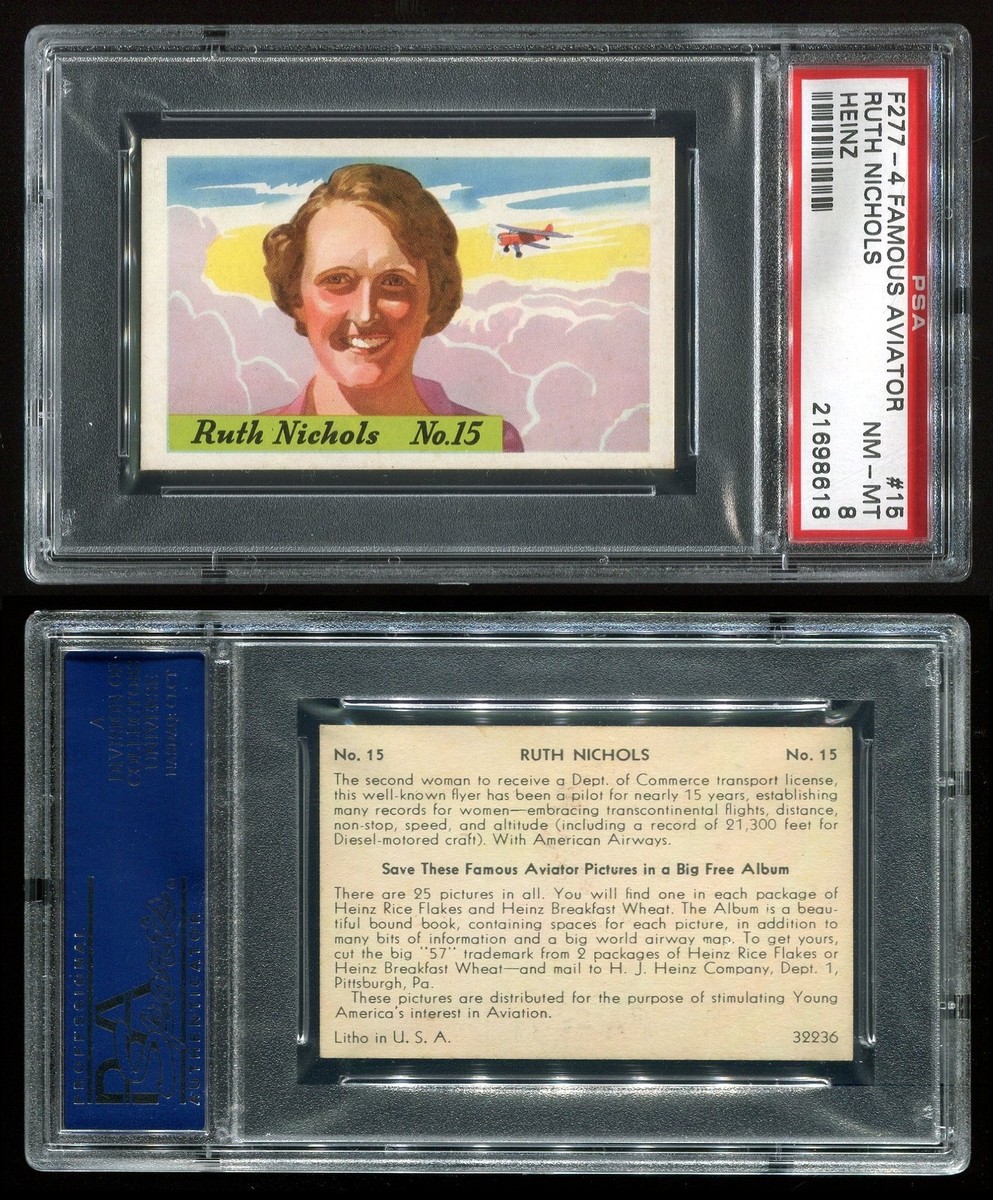 1938 F277-4 Heinz Famous Aviatiors #15 Ruth Nichols PSA 8 NM
