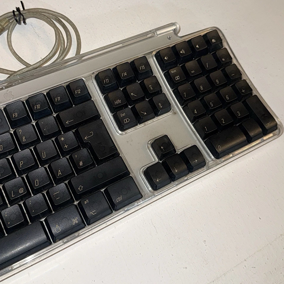 Vintage Apple Pro Keyboard M7803 Jahr 2000 Retro Tech Schwarze Tasten USB - Bild 4 von 4
