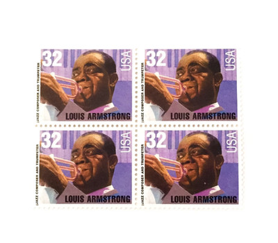 4 x Louis Armstrong - Jazz Komponist und Trompeter - unbenutzte Briefmarken