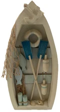 Wood Boat Wall Decor Fish Net Shells Fish Paddles Great For Cabin Or Beach House