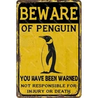 Vintage Beware of Penguin Warning Tin Metal Signs Home Décor 8x12