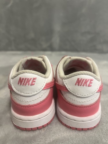 Nike Dunk Low shoes Toddler 6C Pink White Athletic Sneaker Fuchsia FB9107 102 - Picture 5 of 14