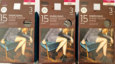 9 Pairs Bundle Joblot  15 Denier Sheer M&S Gloss Black Tights Large FREE POST