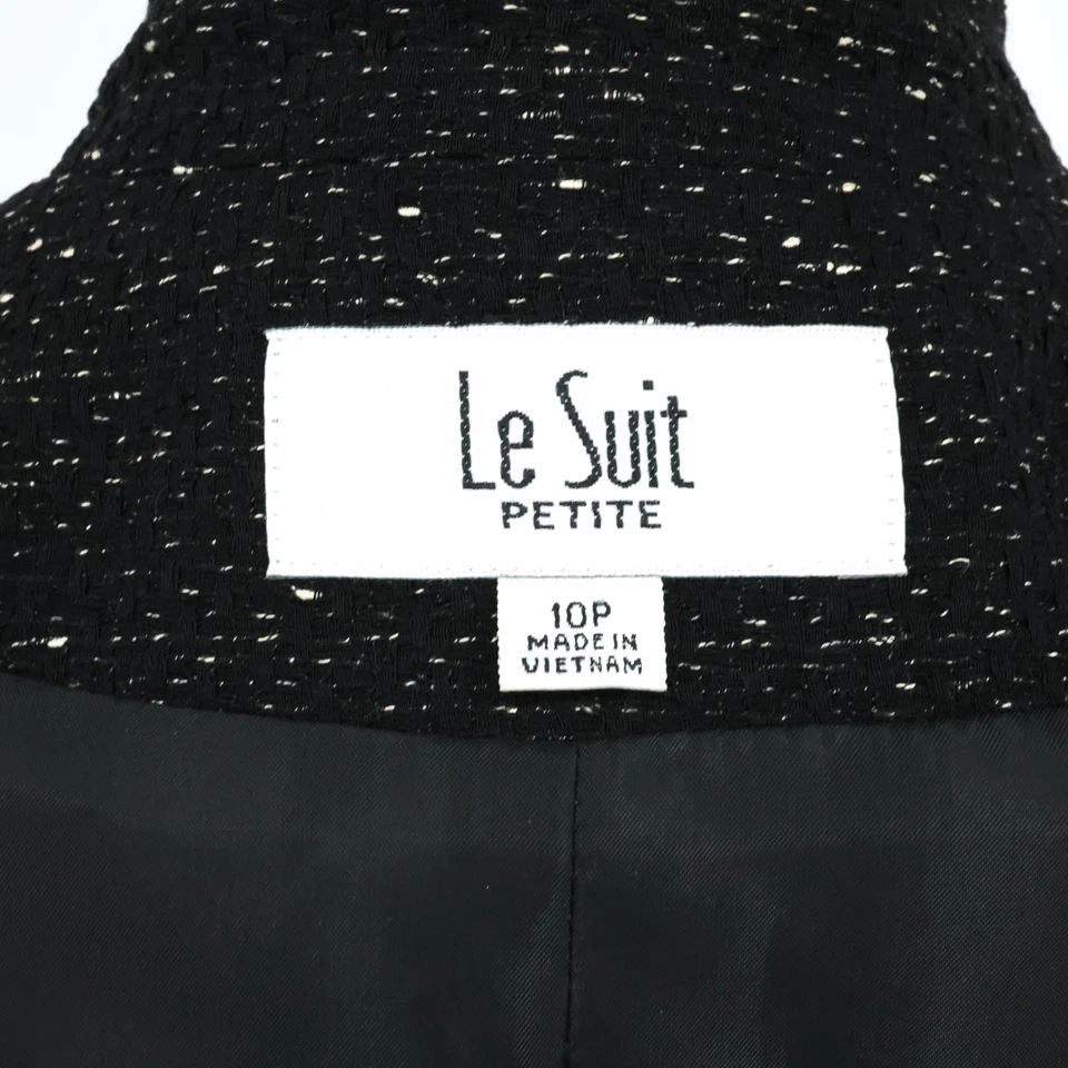 Blazer Le Suit Chaqueta Petites 10P Gris Carbón Forrado Tweed Ajustado Carrera Foto 3 de 4