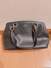 COACH Shoulder Bag Navy Leather