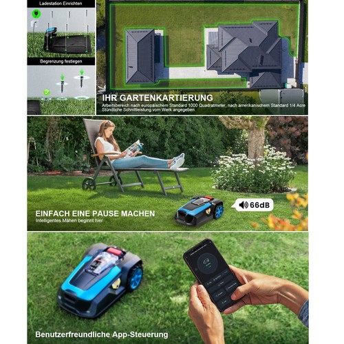 Automatischer Roboter -Rasenmäher 20V selbstladestellige Bluetooth -WLAN bis zu - Bild 9 von 12