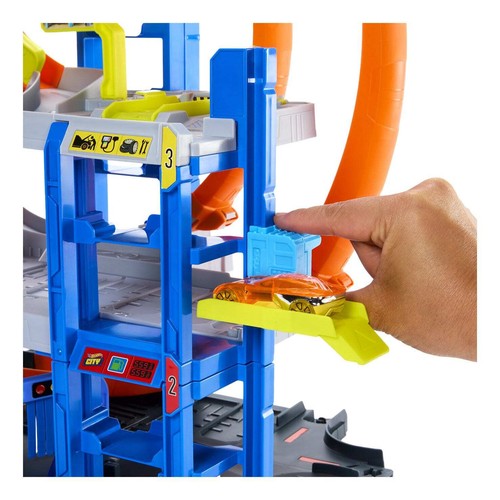 Juego de garaje Hot Wheels City Mega Loop para niños con emocionantes aventuras y - Imagen 6 de 8