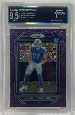2022 Panini Prizm Aidan Hutchinson Lions #340 Purple No Huddle #/35 ARENA 9.5 SP