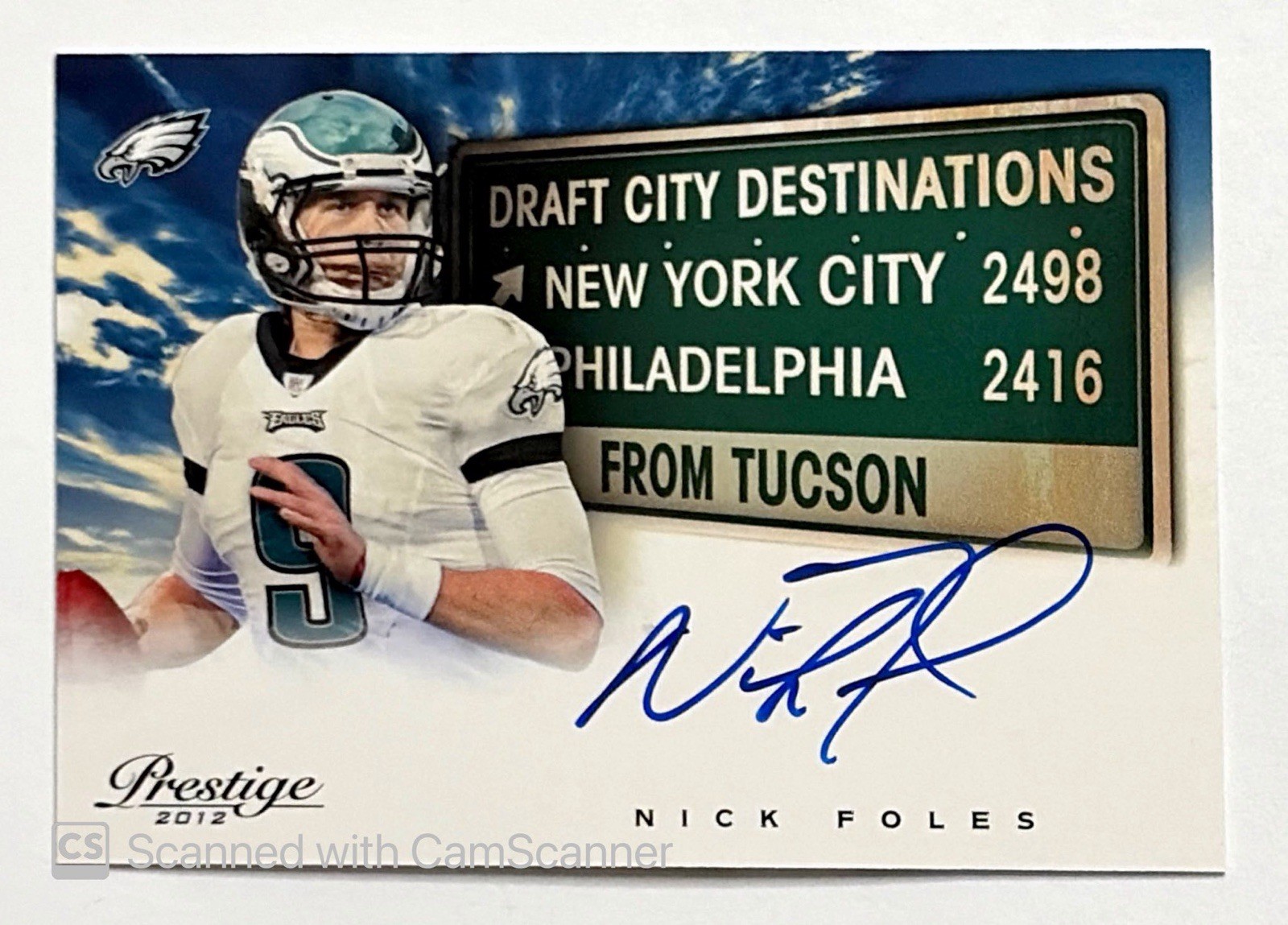 Nick Foles Panini Prestige Draft City Destinations #23 Autograph