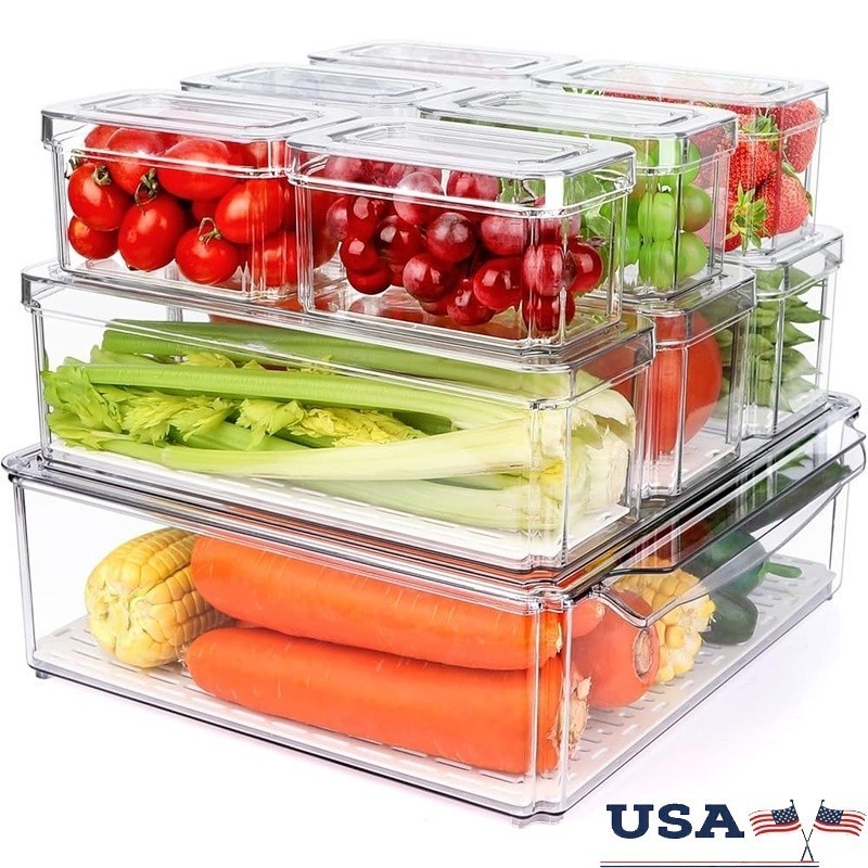 10-10 Pack Stackable Food Storage Containers Drain Tray