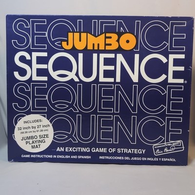 Sequence Jumbo Board Game #8080 Complete Cards Chips Family Tabletop Vintage
