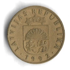 1992 Latvia 10 Santimu World Coin - KM# 17
