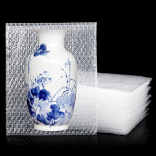 50 Clear Bubble Out Bags 12" x 16" Double Wall Pouches for Packing