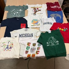 vtg 90s y2k T Shirt Sweatshirt Lot Youth Kids Hanes Russell Athletic Michigan