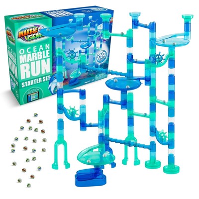 Marble Run Starter Set STEM for Ages 4-12 - 130 Complete Pieces (80 Transluce...