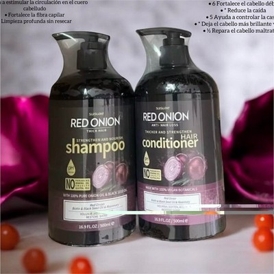 SUSUNHE Red Onion Thick Hair Shampoo Vegan Anti Hair Loss 16.9 fl oz