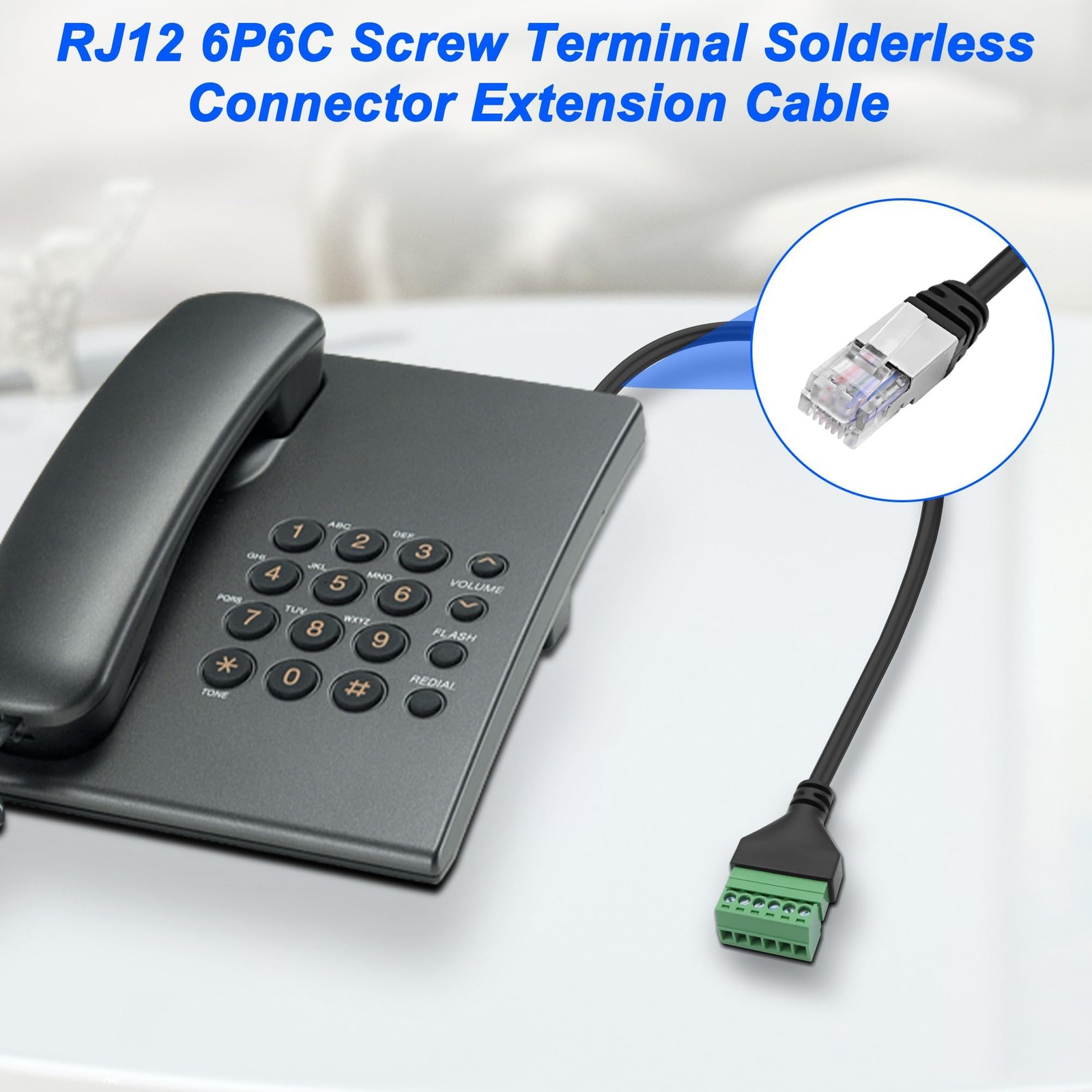 RJ12 Screw Terminal RJ12 6P6C to 6 Pin Solderless Connector Adapter Extension
