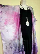 Kimono Artsy Boho Purple Splatter Loose Duster Plus One Size 1X 2X 3X 4X NWT G