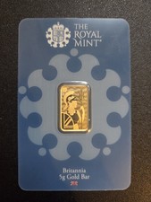 Royal Mint - 5G Britannia Gold Bar - (AU .999)  Pure Gold - 24K Gold Bullion Bar
