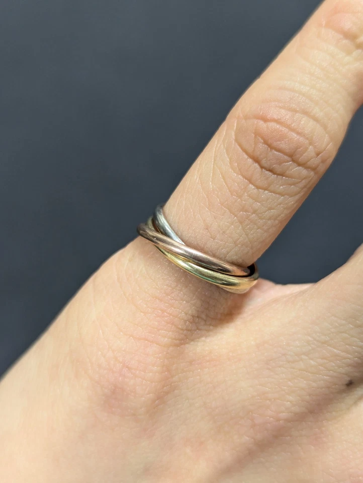 Vintage 18ct Gold Russian Wedding Ring Bands Trinity Three Tone Tri Colour H 3.5 - Image 2 of 4