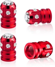 4 PCS Tire Valve Caps, Bling Valve Stem Caps with Sparkly Rhinestones, Universal