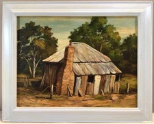 Artist Anton W Gregoor  Old Shack Framed Oil Painting 1960s