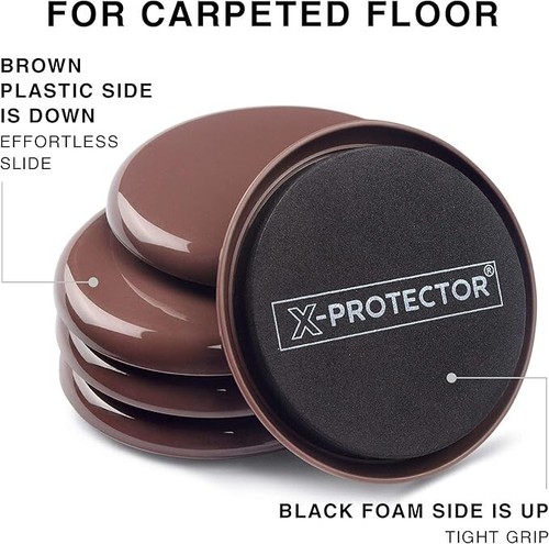 Möbelgleiter für Teppich X-PROTECTOR - 8 STCK. Beste schwere bewegliche Pads 3 1/2" - Bild 5 von 7