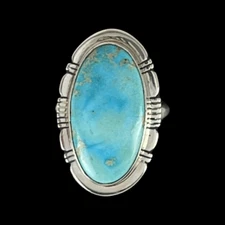 Navajo Native American Kingman Turquoise Ring Size 7 3/4 by Sanchez SKU 233052
