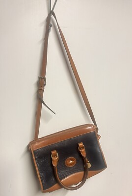Donkey and Bourke Vintage Brown Leather Bag Vintage Dooney and Bourke Cream AWL Large Carrier Bag \ Made  main image 2