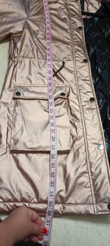 Next Winter Jacket 14 Years Girls Gold Rose Zip Hoodie Pockets - Picture 6 of 9