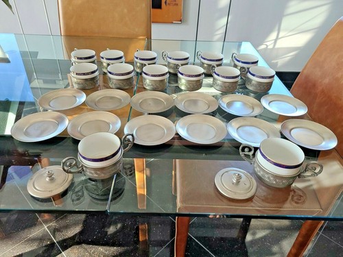 *Vintage* J. Kronester Bavaria Demitasse Set 12 Cups 12 Saucers, 2 Sugar Holders