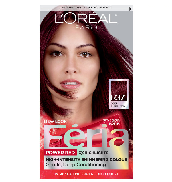 L'Oreal Feria Power Red Shimmering Hair Color, R37 DEEP BURGUNDY - Brand New!